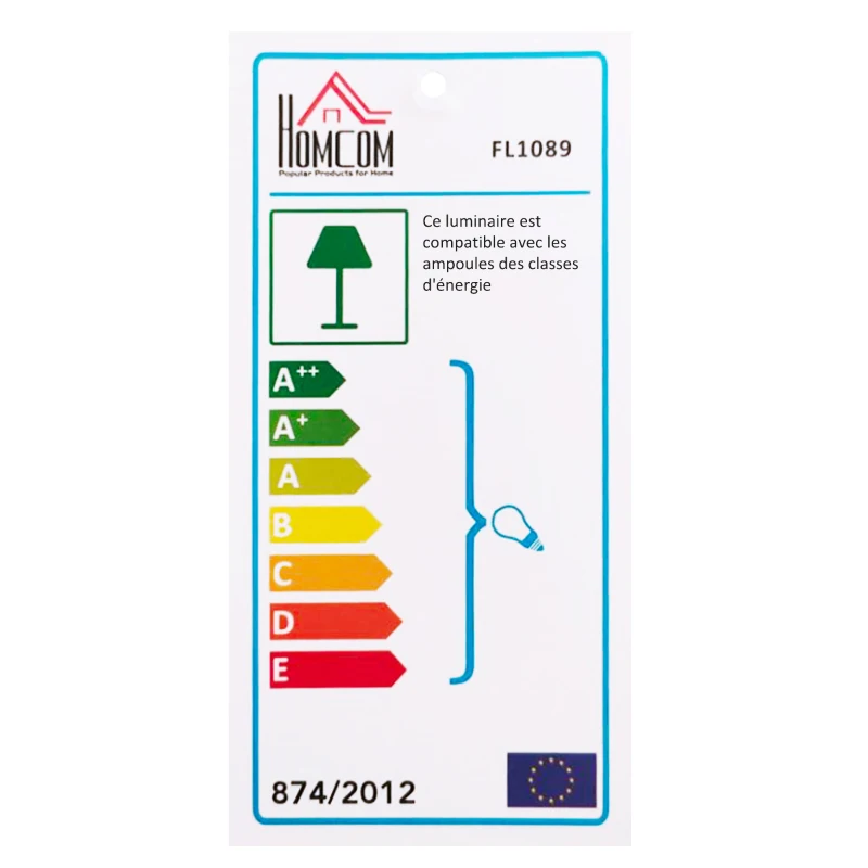 HOMCOM Lampadaire design contemporain dim. 40L x 40l x 160H cm 40 W max. 3 étagères intégrées bois massif pin métal noir lin beige