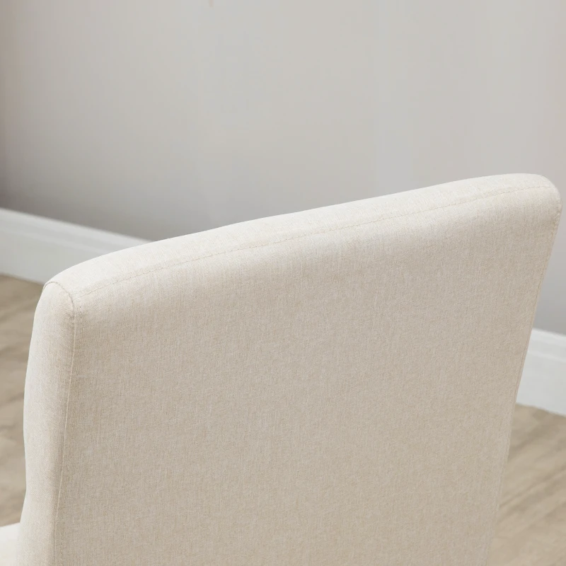 HOMCOM 2er-Set Esszimmerstühle Essstühle mit gepolstertem Sitz Stuhl Polsterstuhl Küchenstuhl Leinen-Polyester-Gewebe Schaumstoff Gummiholz Beige 50 x 62 x 96 cm