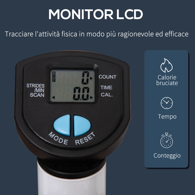 HOMCOM Stepper con Manubrio, Pedali Antiscivolo e Monitor LCD, in Acciaio e ABS, 55x44x108 cm, Bianco Nero e Bianco