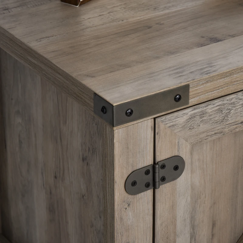 HOMCOM Console Table d'appoint Design Rural Chic dim. 90L x 39l x 80H cm 2 Portes étagère Panneaux Particules MDF Bois Gris