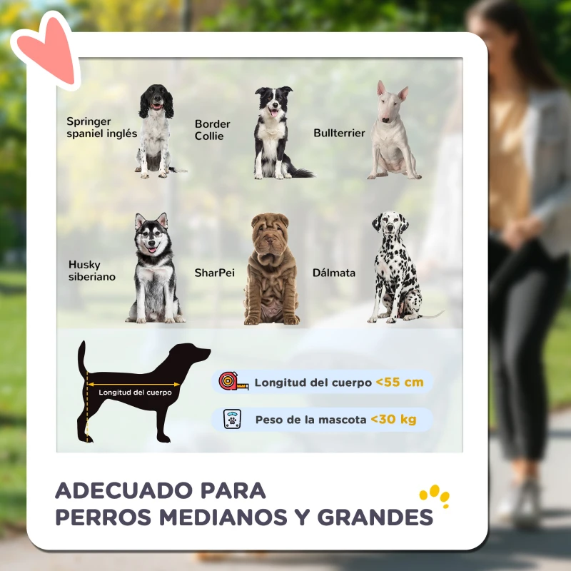 PawHut Carrito para Perros con Ventanas Bolsillo de Almacenaje Correas de Seguridad y 2 Ruedas Universales 107x67x102 cm Gris(m-4)