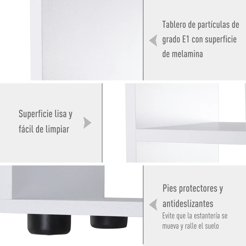 HOMCOM Estantería Moderna Vertical Diseño de Librería con 8 Estantes E1 Tablero de Partículas 70x24x178cm Blanco