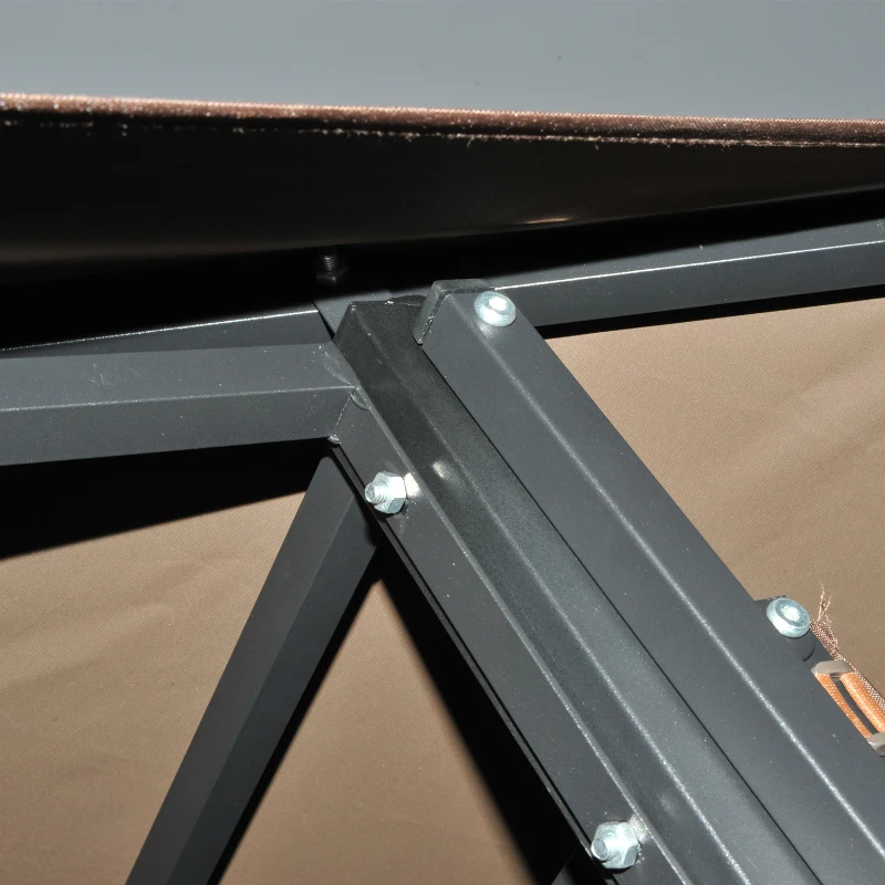 Outsunny Gazebo per Barbecue Tendone Espandibile con Doppio Tetto in Poliestere Caffè, 250 x 150cm