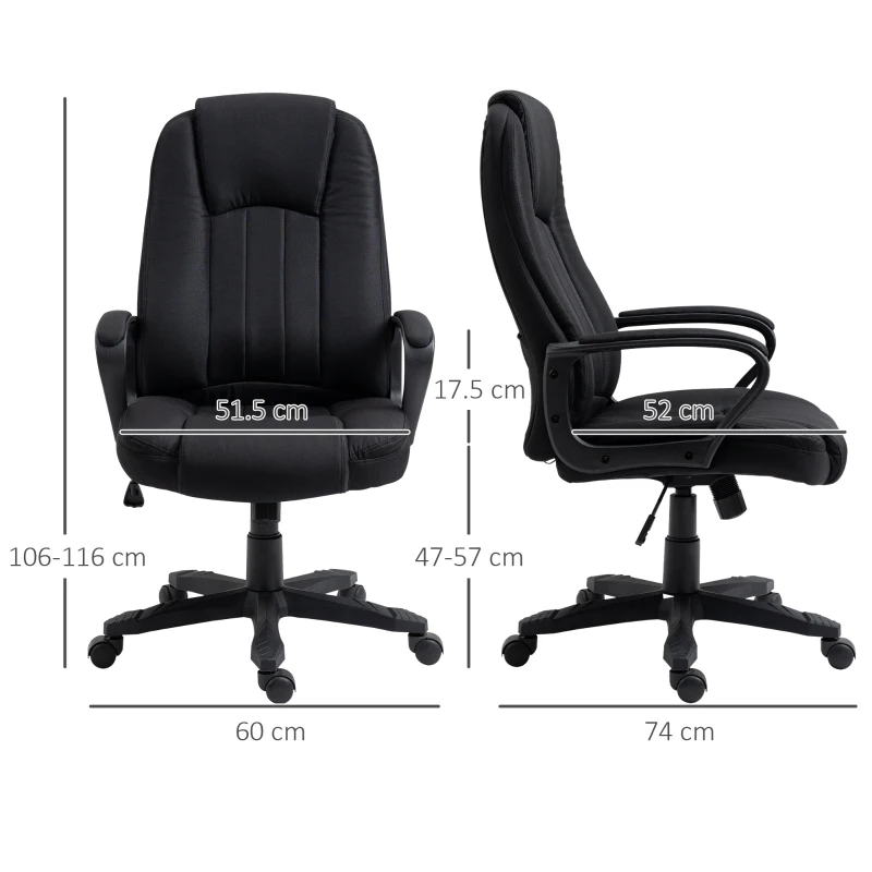 Vinsetto Poltrona da Ufficio Massaggiante ad Altezza Regolabile, 60x74x106-116cm, Nera
