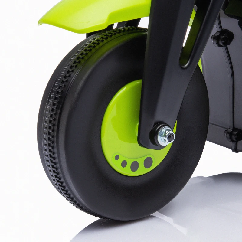 AIYAPLAY Moto Eléctrica para Niños de +2 Años con Función de Soplar Burbujas Faros Música Velocidad 3 km/h Carga 30 kg Verde