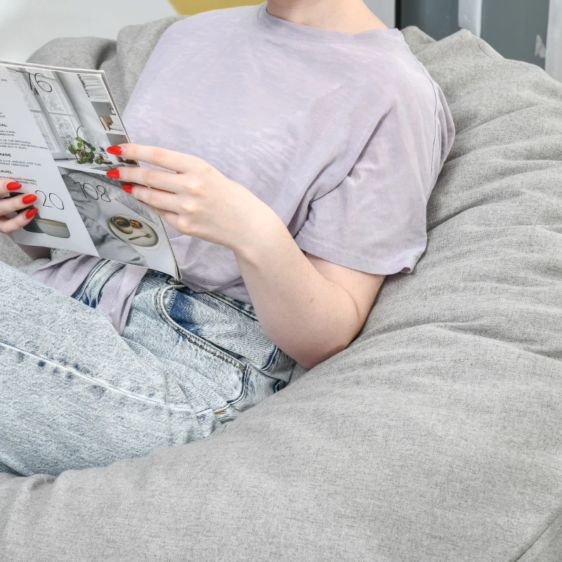 HOMCOM Sitzsack Sitzkissen gepolstert Polyester Schaumstoff Hellgrau