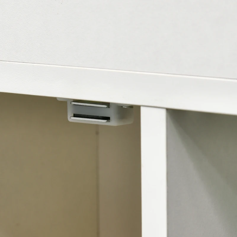 kleankin Mobiletto Bagno con Porte Scorrevoli, Ripiano Regolabile e 4 Ruote in Truciolato e Lega di Alluminio, 70x20x71cm