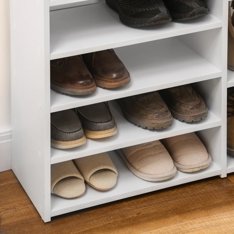 HOMCOM Estante Zapatero de Madera con 11 Estantes para 18 Pares de Zapatos y Armario con Cerradura 80x27x112 cm Blanco