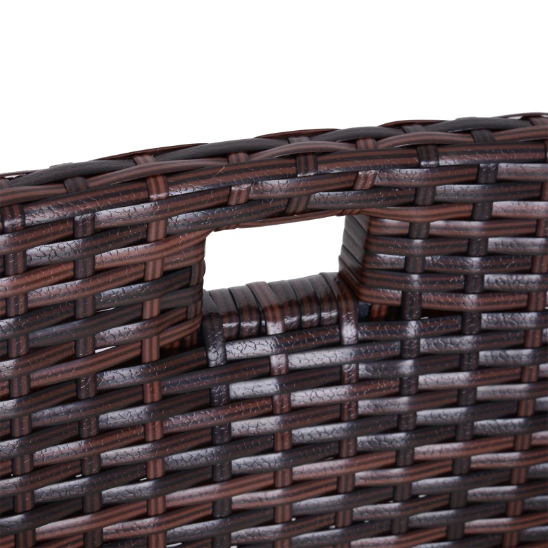 Outsunny Set 2 Pezzi Mobili da Giardino in Rattan Salvaspazio con 1 Tavolo e 2 Sedie con Cuscini, Marrone e Beige