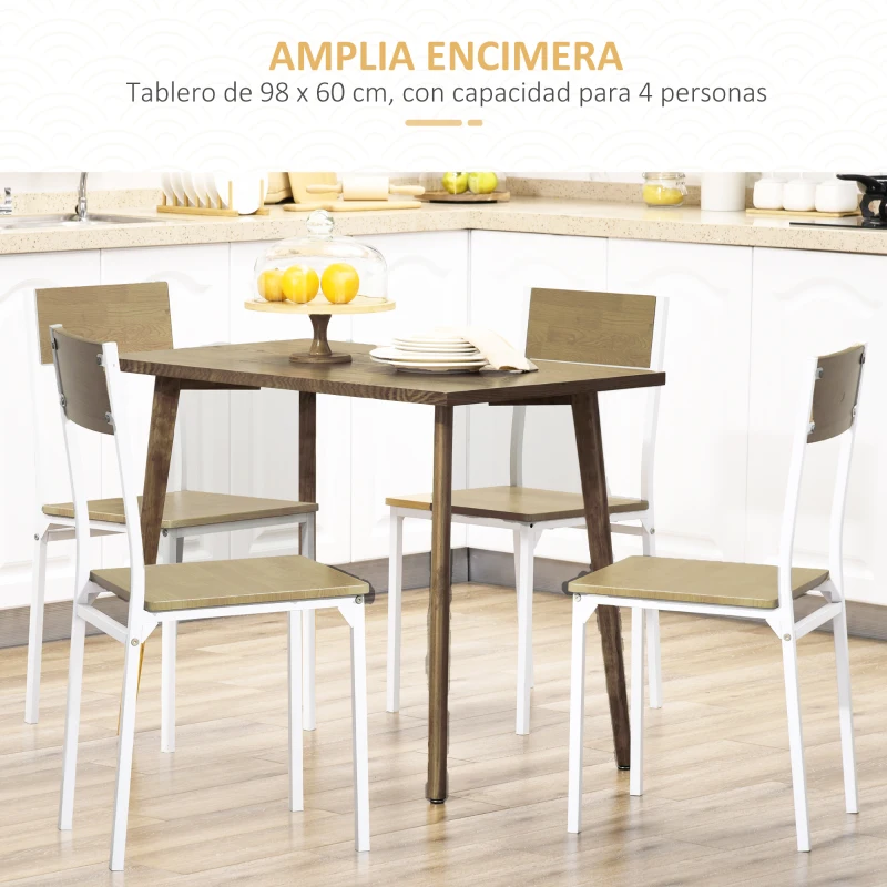HOMCOM Mesa de Comedor Rectangular Mesa para Salón con Patas de Madera de Pino 98x60x76,5 cm Natural