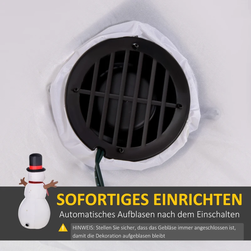 HOMCOM Weihnachten aufblasbarer Schneemann 1,82 m Weihnachtsdekoration wetterfest LEDs Polyester 100 x 80 x 182 cm
