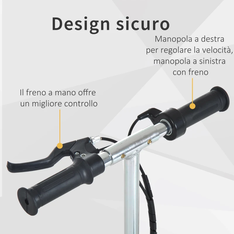 HOMCOM Monopattino Elettrico Pieghevole per Bambini con Seggiolino Regolabile, in Metallo e PE Nero, 78x37x99 cm