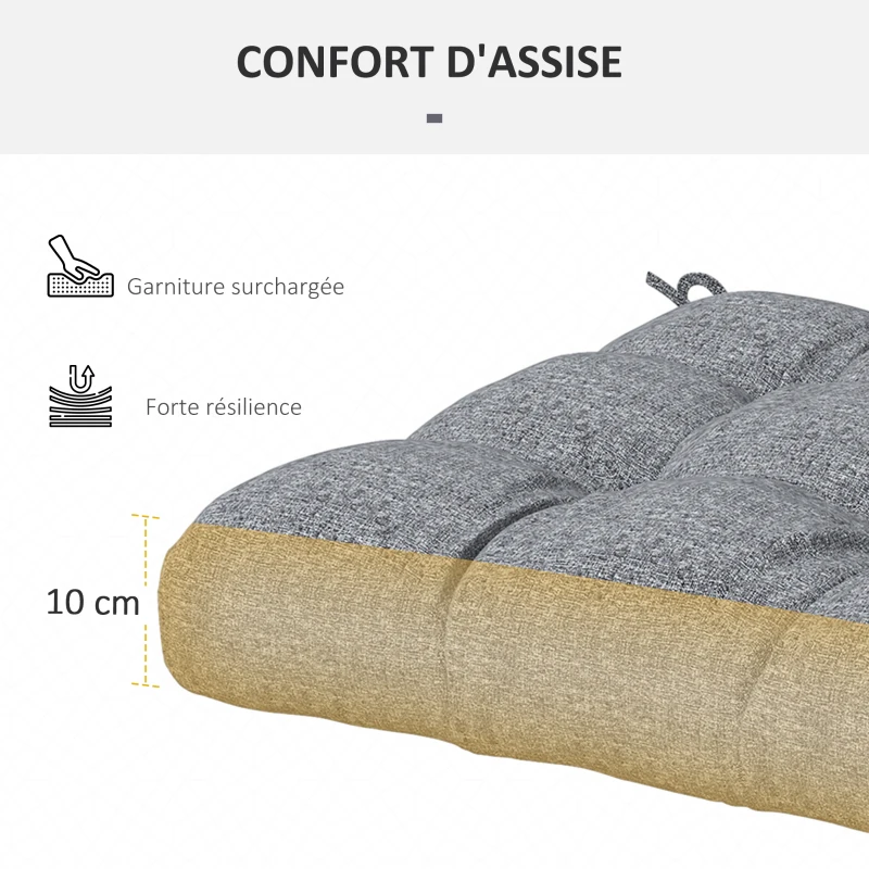 Outsunny Lot de 4 coussins de chaise de jardin, Coussins extérieur capitonné, dim. 48L x 48l cm Gris