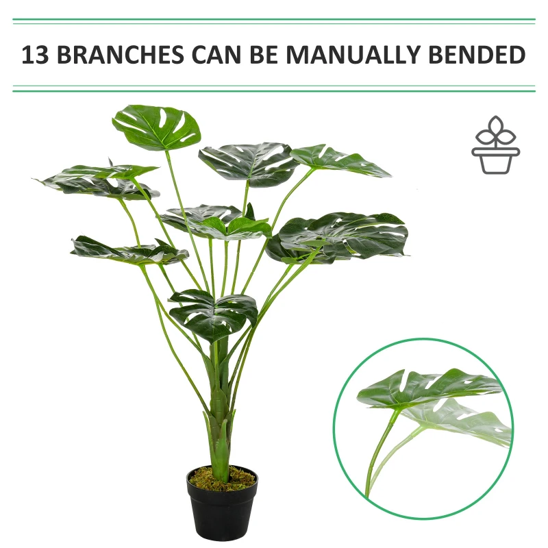 Outsunny Decorative Artificial Monstera Plants in Pot Fake Plants for Home Indoor Outdoor Decor, 85cm