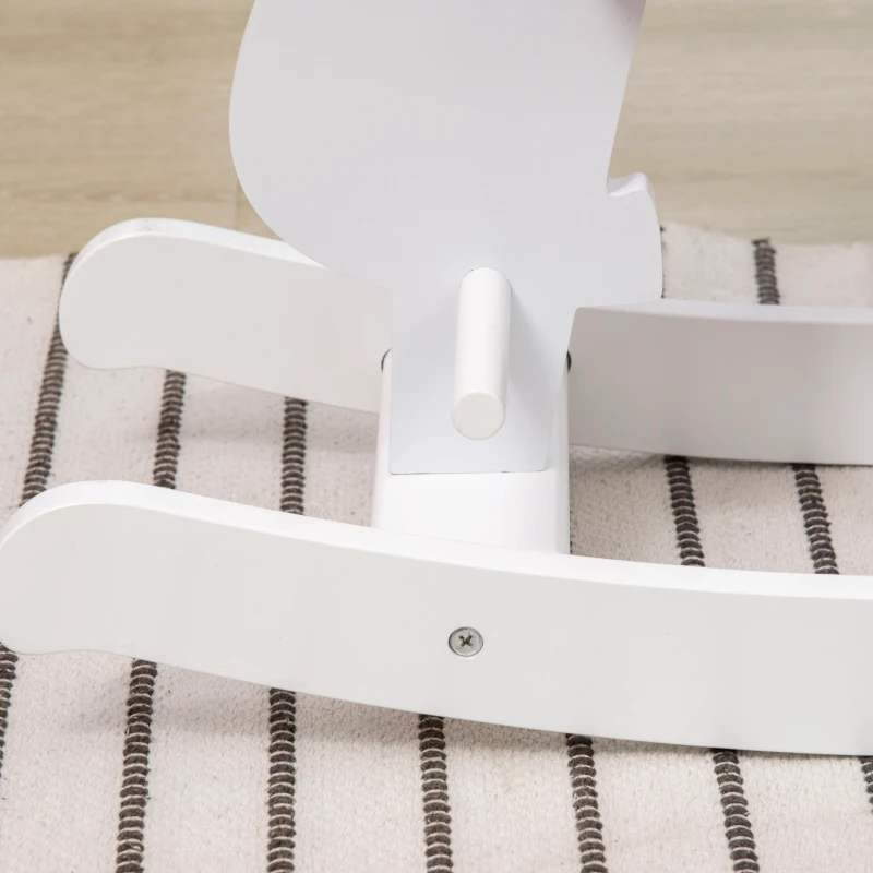 HOMCOM Caballito Balancín para Niños de 1-3 Años de Madera con Manillar y Pedales Carga 50 kg 68x27x46,5cm Blanco y Rosa