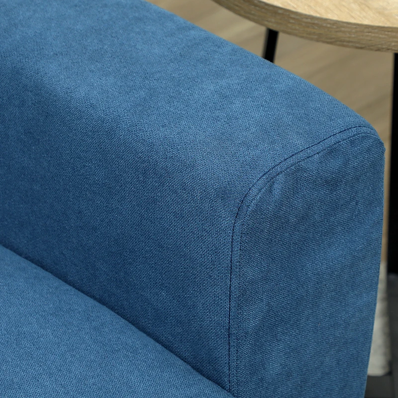 HOMCOM Zweisitzer-Sofa, moderne Stoffcouch, 2 Rückenkissen, Eukalyptus-Holzrahmen, 133 x 73 x 81 cm, Blau