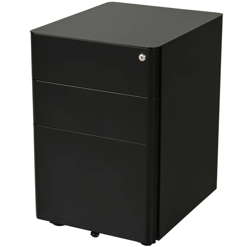 Vinsetto Caisson de bureau rangement bureau sur roulettes 3 tiroirs coulissants verrouillables trieur à dossiers dim. 39L x 48I x 59H cm acier noir