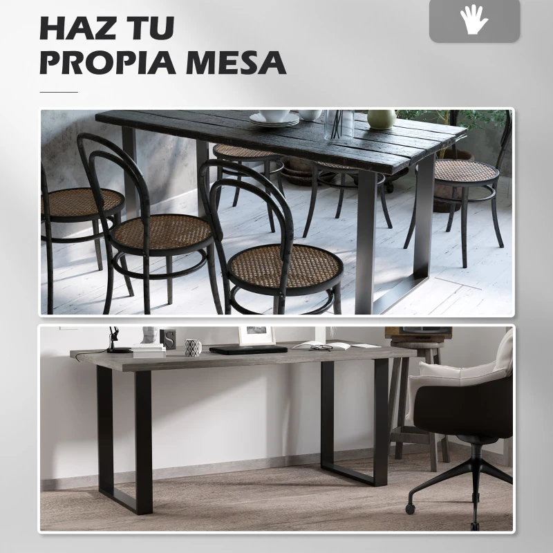 HOMCOM Conjunto de 2 Patas para Mesa Patas de Diseño Rectangular con Tornillos Incluidos para Mesa DIY 60x72 cm Negro