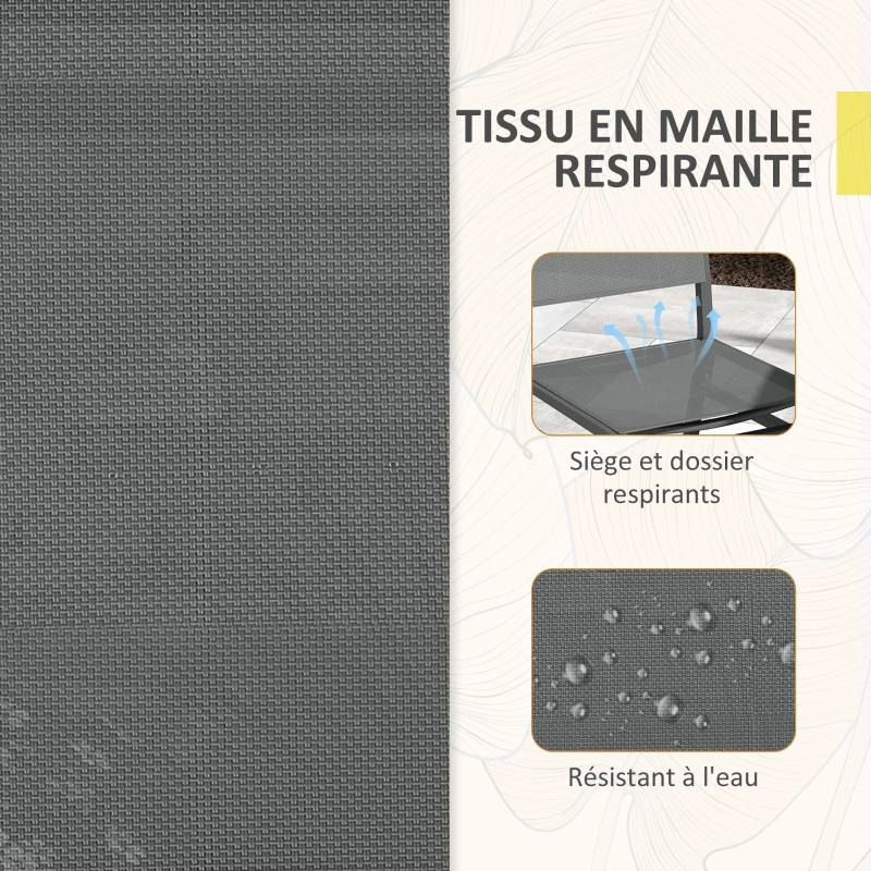 Outsunny Lot de 4 chaises de jardin en aluminium et revêtement maille textilène pour salle à manger extérieur