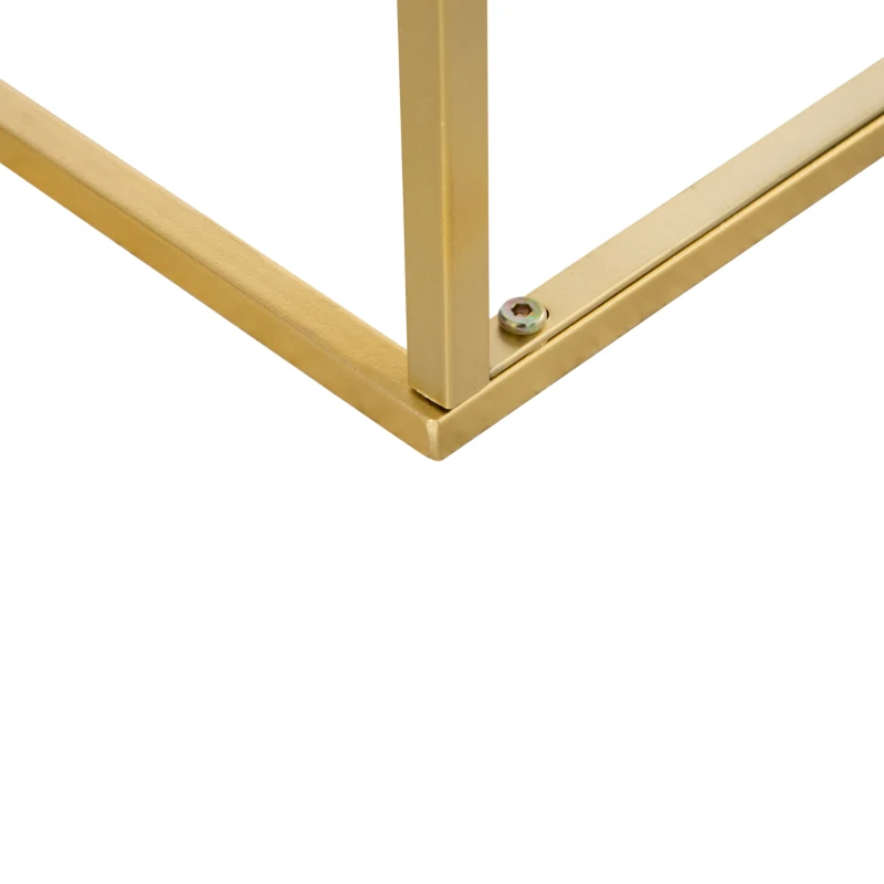 Outsunny Tavolino da Caffè per Casa e Giardino in Metallo con Effetto Marmo, 40x40x50cm, Oro