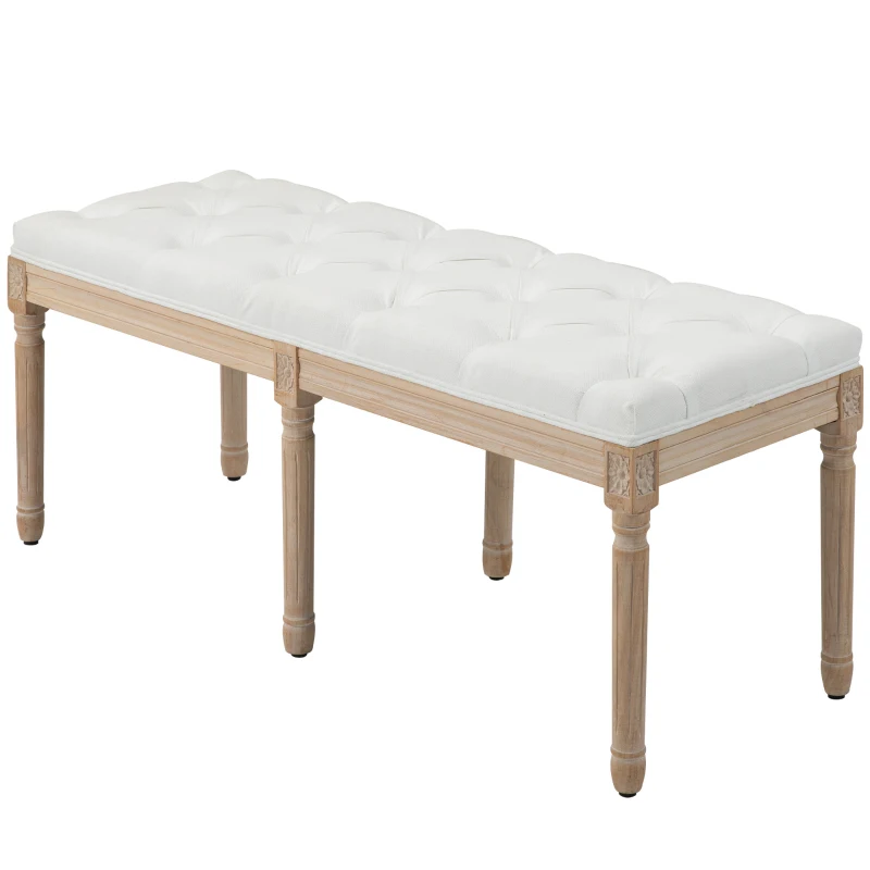 HOMCOM Vintage French Look Bed End Bench - Cream White