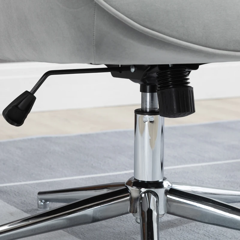 HOMCOM Sillón Individual Tapizado en Terciopelo Sillón con Altura Ajustable Giratorio 360° para 66x73x102,5-111,5cm Gris