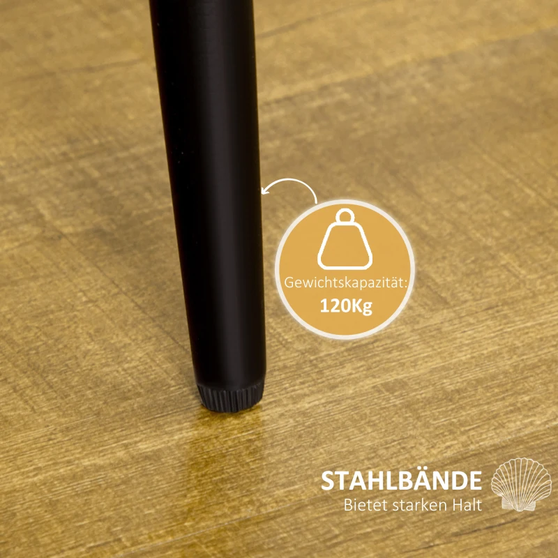 HOMCOM 2er-Set Esszimmerstühle im Skandi-Design, Küchenstühle, Samptoptik, Creme + Schwarz