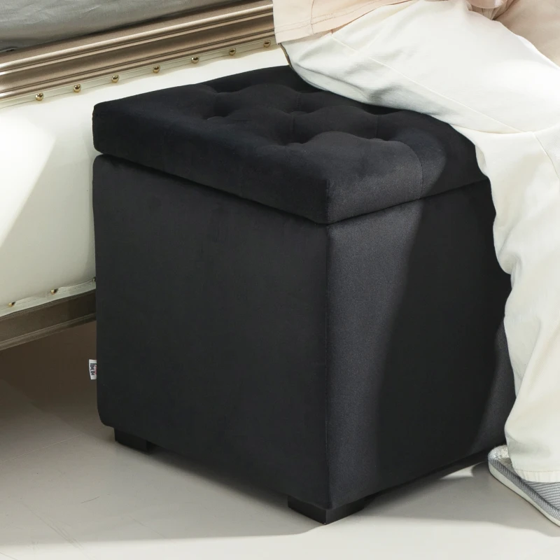 HOMCOM 3-teiliges Möbel-Set mit Stauraum, 2 x Sitzhocker, Polster-Sitztruhe, belastbar bis 130 kg, 75 x 40 x 42 cm, Dunkelgrau