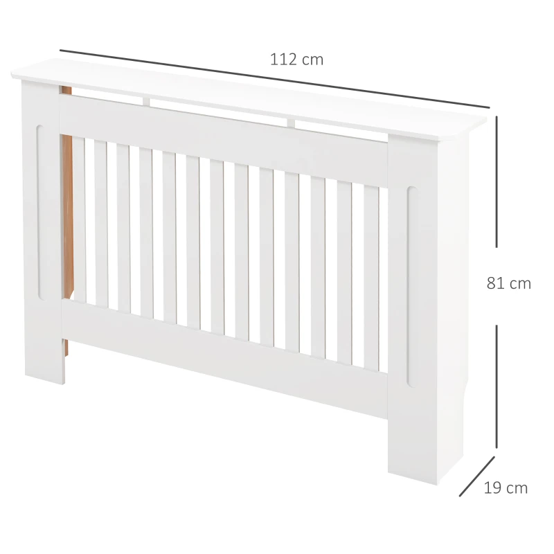 HOMCOM Cubre Radiador Cubierta de Radiador para Radiador con Dispositivo Antivuelco Diseño Moderno MDF 112x19x81cm Blanco(m-3)