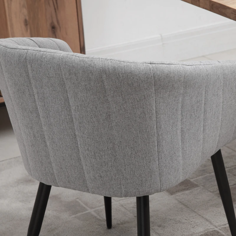 HOMCOM Set 2 Sedie Imbottite Moderne con Rivestimento in Tessuto per Soggiorno e Salotto, Grigio Chiaro