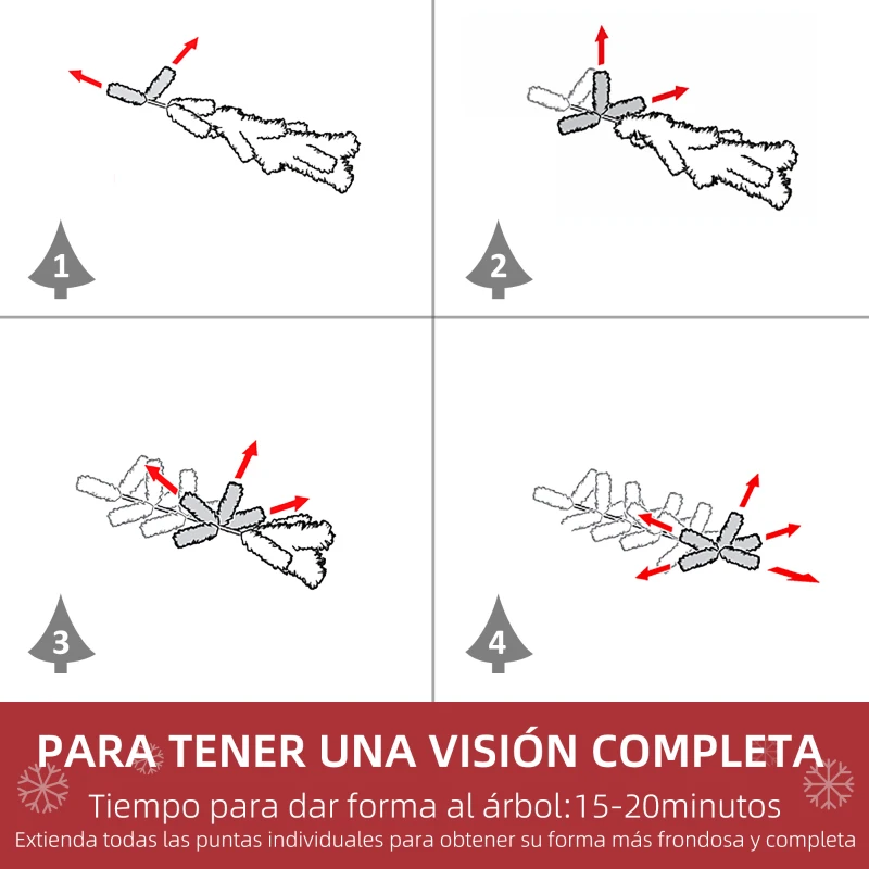 HOMCOM Árbol de Navidad Artificial 120 cm con Nieve Ignífugo con 200 Ramas Decoración Navideña para Interiores Verde