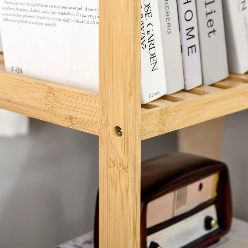 HOMCOM Estantería Librería de Bambú Mueble Organizador Multifuncional de 4 Niveles con Antivuelco 62x33x112 cm Natural