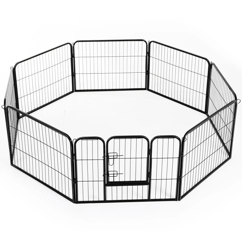 PawHut Recinto Recinzione box per Animali Cani Gatti Cuccioli Roditori Rete Gabbia di Ferro per Esterno Giardino 80x60cm 8pz