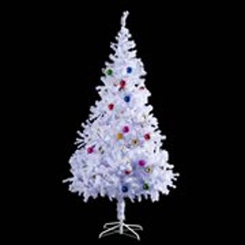 HOMCOM Árbol de Navidad Artificial 150 cm con 680 Ramas de PVC 48 Decoraciones Incluidas Ø85x150 Blanco