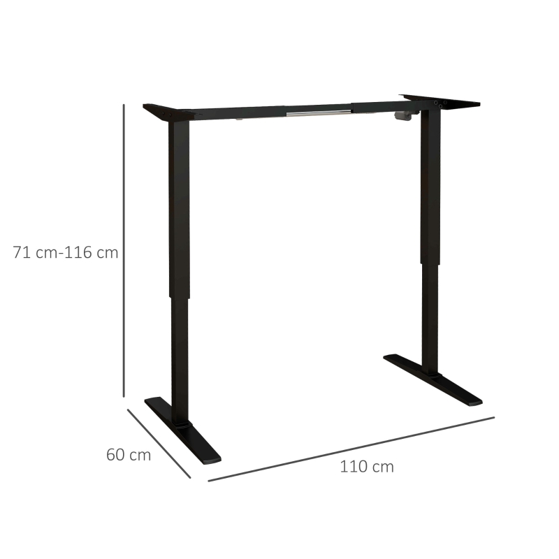 Vinsetto Struttura Scrivania Elettrica Regolabile in Altezza con Modalità Defaticante, 110x60x71-116 cm, Nero