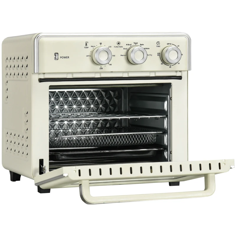 HOMCOM 20L 90-230℃ Mini Electric Oven - Cream