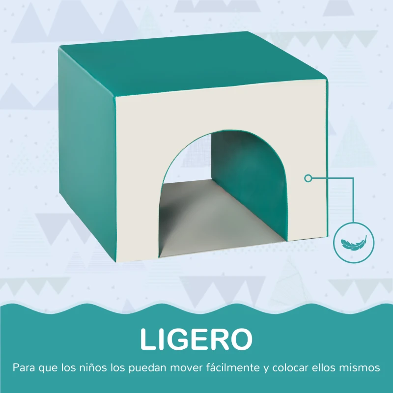 HOMCOM Juego de 4 Bloques de Espuma para Niños de 1-3 Años Figuras de Construcción Juguete para Aprendizaje Infantil Bloques Psicomotricidad Tapizados en PU 150x50x39 cm Multicolor
