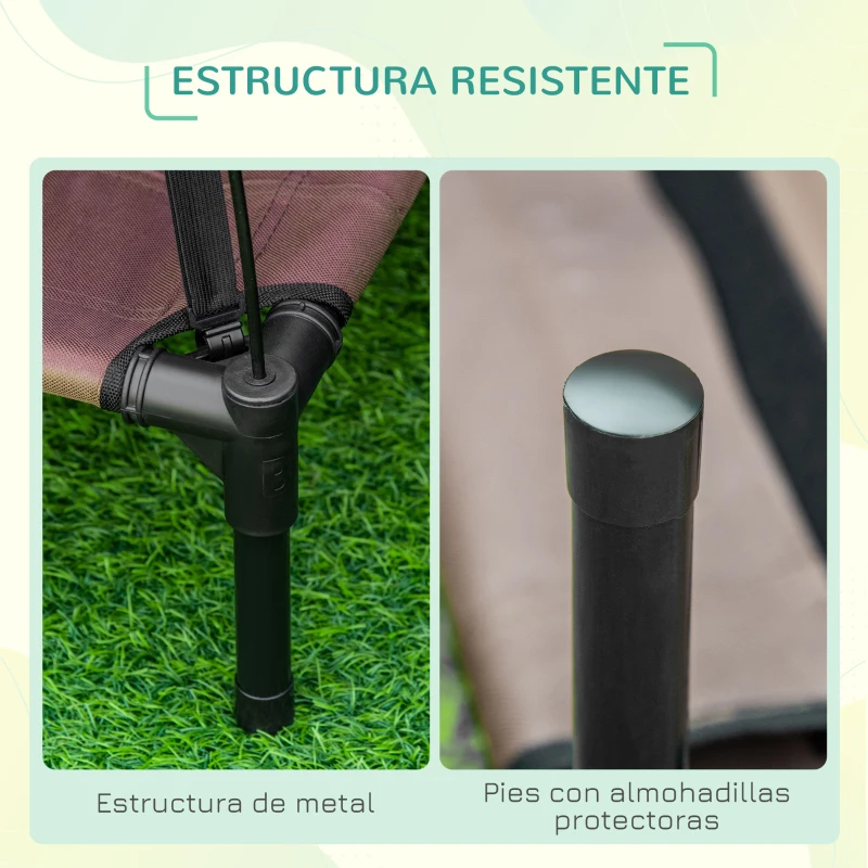 PawHut Cama Elevada para Mascotas con Toldo Extraíble Tela Transpirable para Interior y Exterior 61x46x62 cm Marrón