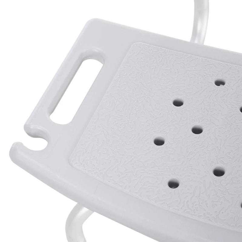 HOMCOM Taburete de Ducha Silla para Ducha con Respaldo Antideslizante Altura Regulable en 8 Niveles Carga 136 kg