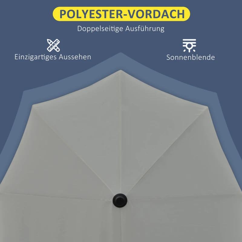 Outsunny  2 x 2 m Sonnenschirm Halbrundschirm Balkonschirm mit Halterung wasserabweisend für Garten Terrassen Höfe 100% Polyester Dunkelgrau