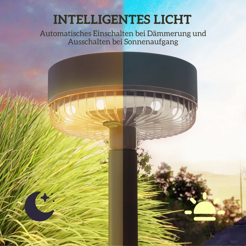 Outsunny Solar Gartenleuchten, wasserdicht, Warmweiß LED, 10-12h Betriebszeit, Schwarz