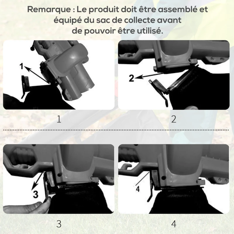 Outsunny Souffleur aspirateur broyeur à Feuilles 3000 W - Sac ramassage 45 L - roulettes & bandoulière - PP Rouge Noir