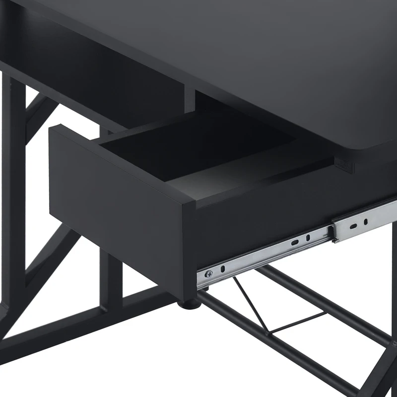 HOMCOM Bureau Informatique Table d'Ordinateur avec Rangement Multifonctionnel Bureau noir en bois 90 x 50 x 100 cm