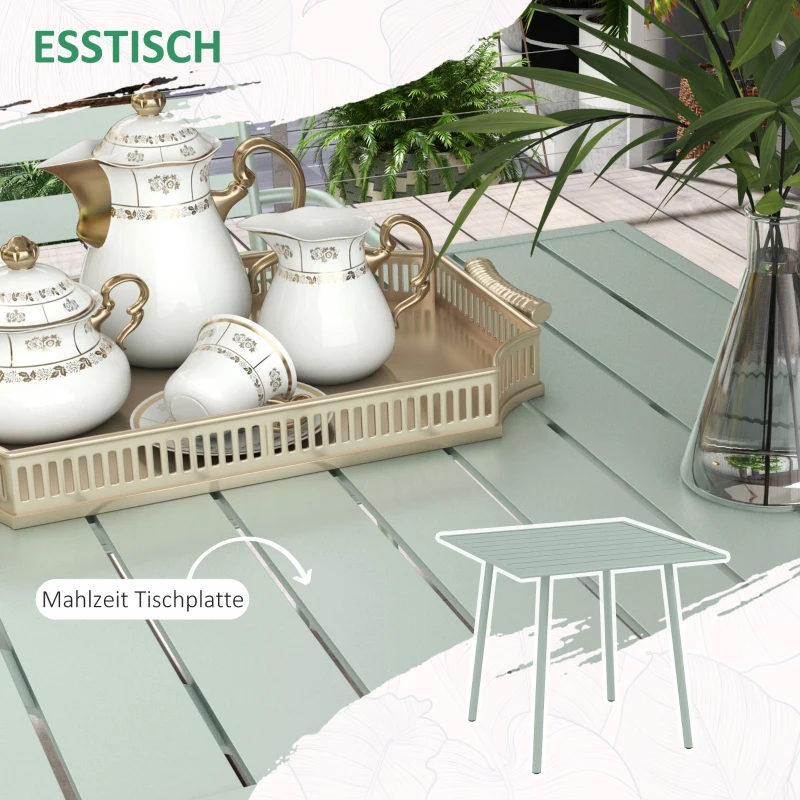 Outsunny 5-teilige Gartensitzgruppe Outdoor Sitzgruppe Gartenmöbel-Set, wetterbeständig, modernes Design, 80 x 80 x 74 cm, Grün