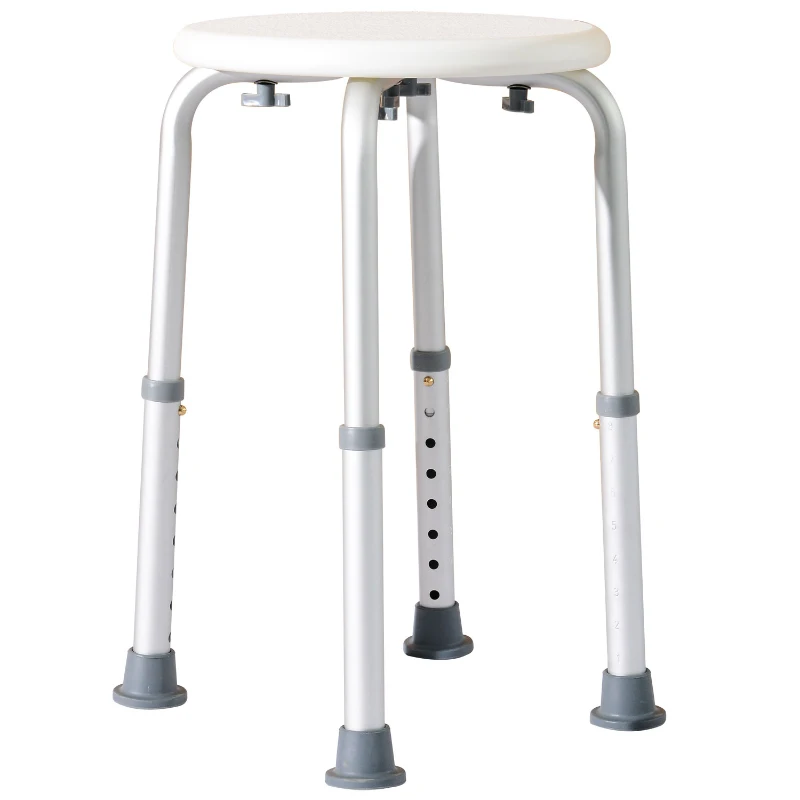 HOMCOM Tabouret de Douche réglable en Hauteur siège de Douche Ergonomique Pieds antidérapants Charge Max. 136 Kg alu HDPE Blanc