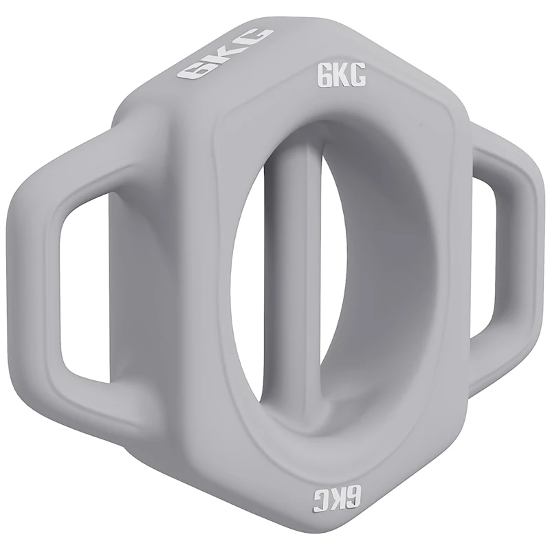 SPORTNOW 3-in-1 Multifunktionshantel, 6 kg, rutschfest, geruchsarm, Kunststoffmantel, Eisenkern, grau