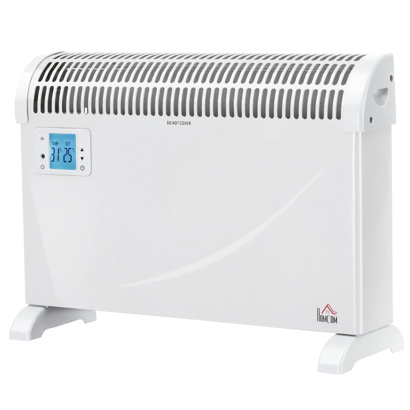 HOMCOM Heizgerät Heizlüfter 2000W Elektroheizer mit 3 Stufen Warm 24-Stunden-Timer Heizer Heizung Wärme Metall Kunststoff Weiß 58,5 x 20 x 43 cm