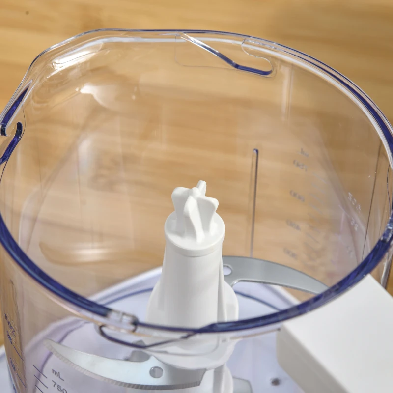 HOMCOM 5-In-1 Hand Mixer 500W Electric Whisk Five Speed w/ Stainless Steel Dough Hook Beater Blender Chopper for Kitchen Baking - White