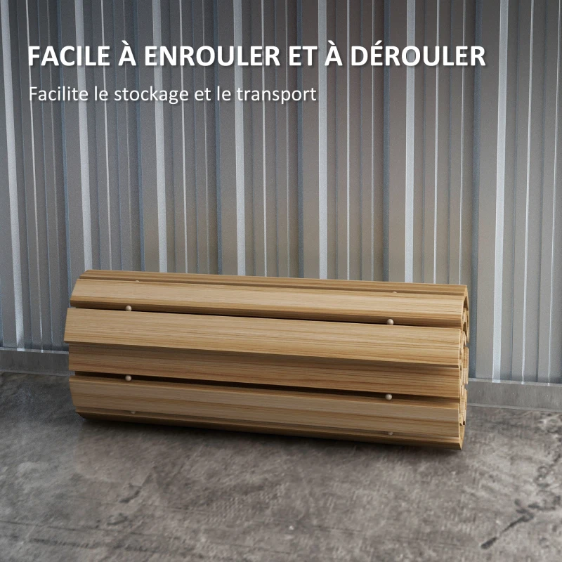 Outsunny Allée chemin de jardin incurvé en lattes de bois enroulable - bois massif de pin 120/72 x 38 cm