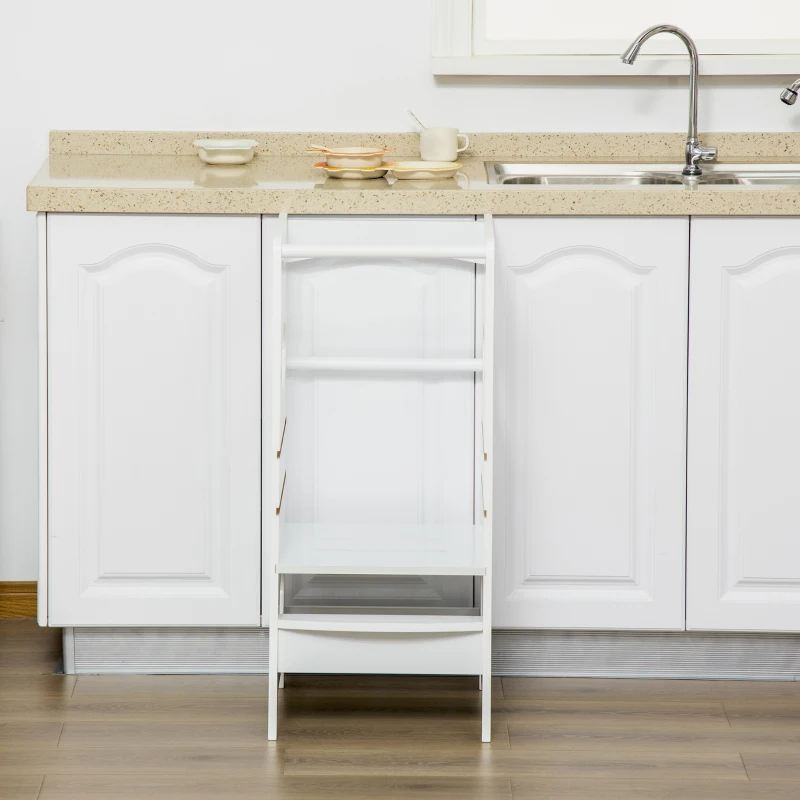 HOMCOM Torre de Aprendizaje para Niños con Pedal Altura Ajustable en 3 Posiciones y Barra de Seguridad 40x50x90 cm Gris